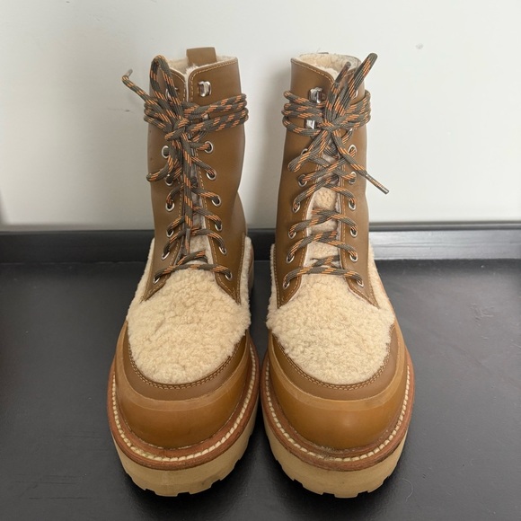 Ulla Johnson x Diemme shearling leather Etna lace up combat boots - 7.5 (37.5) - Picture 10 of 12